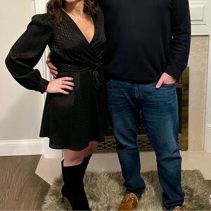 Black Satin Express Dress with belt